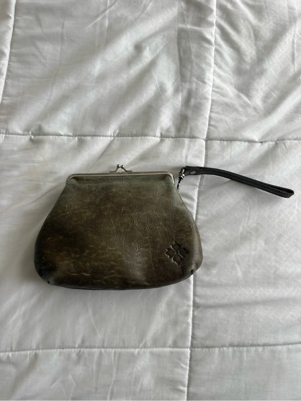Patricia Nash Leather Tooled Wristlet Clutch in Turquoise and Brown